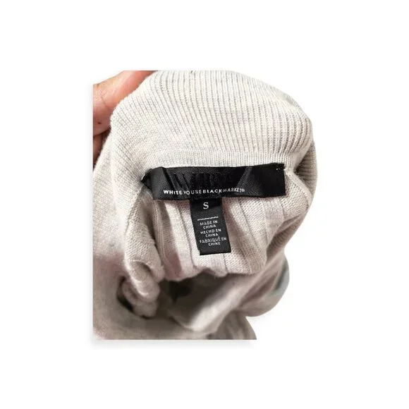 White House Black Market Ribbed Gray Button Up Cardigan Sweater SZ S Cozy - Picture 5 of 9